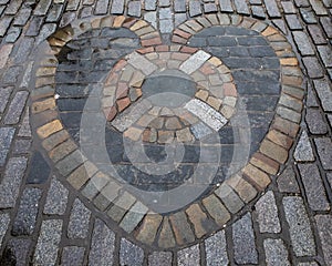 Heart of Midlothian Mosaic in Edinburgh, Scotland photo