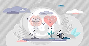 Heart mind connection scene vector illustration flat tiny persons concept. photo