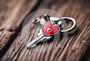 heart mini red background texture home key keyring copy sweet concept wood space decorated House home