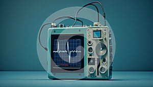 Heart monitor measuring vital signs, medical technology. Generative AI