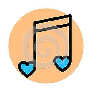 Heart, music note fill background vector icon which can easily modify or edit