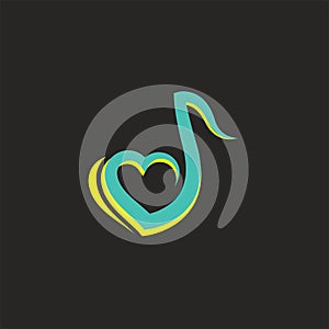 heart music note icon vector illustration concept design template