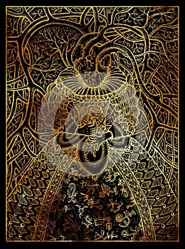 Heart. Mystic wiccan concept for Lenormand oracle tarot card.