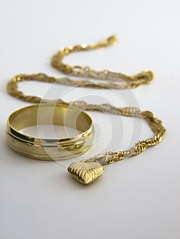 Heart necklace and wedding ring