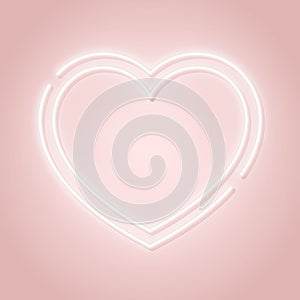 Heart neon sign. Happy Valentine`s day pink vector signboard.