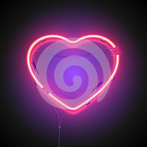 Heart neon sign purple