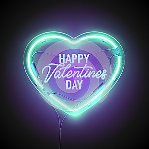 Heart neon signboard ice turquoise2