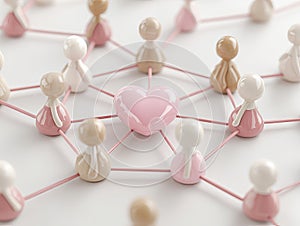 Heart of the Network â Interconnected Figures on Pink Grid