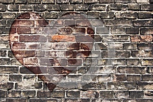 Heart on the old wall