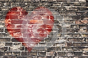 Heart on the old wall