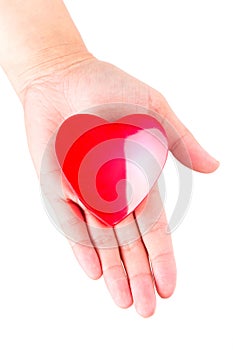 Heart on open palm as love symbol