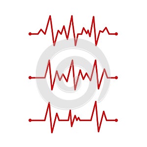 Heart pace line. Cardiology clinic logo. Abstract ECG heartbeat line. Valentines day design.