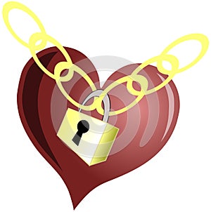 Isolated stylized heart with padlock