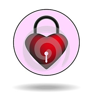 Heart padlock icon, expresses love valentine icon. isolated on background, vector illustrations.