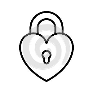 Heart padlock icon. Happy Valentines day. Love symbol with heart lock shaped