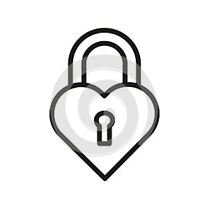 Heart padlock icon. Love security symbol. Romantic lock design. Vector illustration. EPS 10.