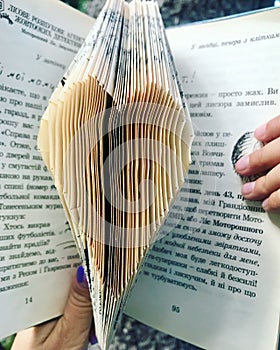 The heart of the pages of the book.