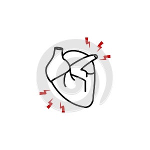 heart pain icon. Element of human body pain for mobile concept and web apps illustration. Thin line icon for website design and de