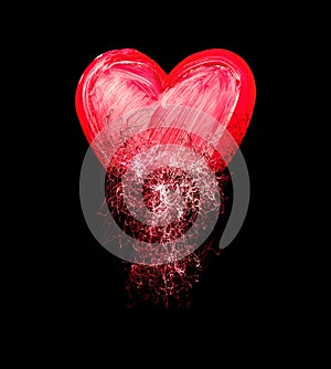 Heart painted from tangle of scribbles