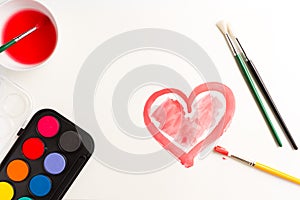 Heart painted in watercolors, Love Symbol