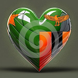 heart painted with Zambia flag ,generated by AI