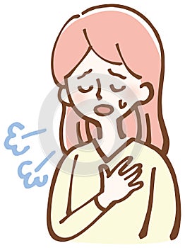 heart palpitations dyspnea female illustration