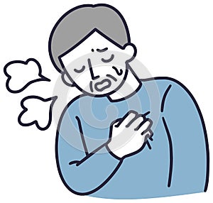 Heart palpitations shortness of breath man simple illustration