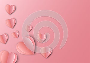 Heart paper ilustration pink background