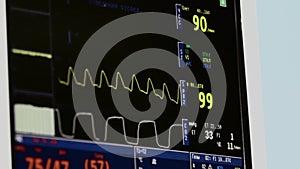 Heart and patient monitor showing vital signs of a patient. Medicine is health care. Modern operational, modern