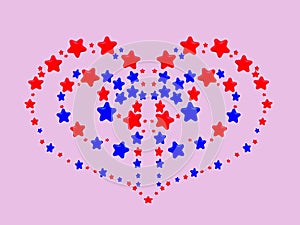 a heart pattern created from red and blue stars