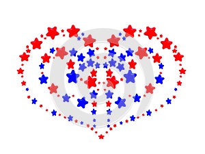 Heart pattern created from red and blue stars