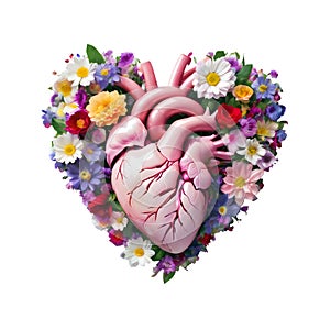 Heart pattern decorated with beautiful flowers