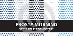 Heart pattern set Frosty Morning. Vector seamless backgrounds
