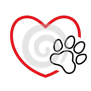 Heart with paw print