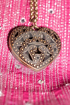 Heart Pendant on Silk