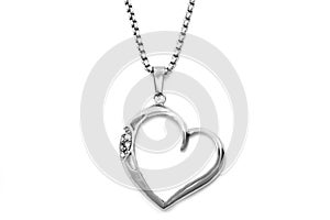 Heart pendant with zircons. Stainless steel