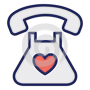 Heart on phone, love Isolated Vector Icon which can be easily modified or edited