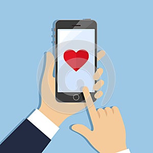 Heart on phone screen