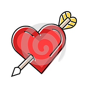 heart pierced arow color icon vector illustration