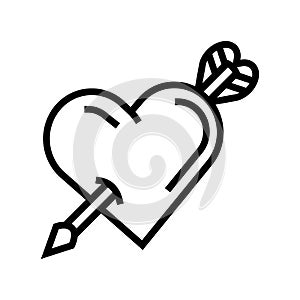 heart pierced arow line icon vector illustration