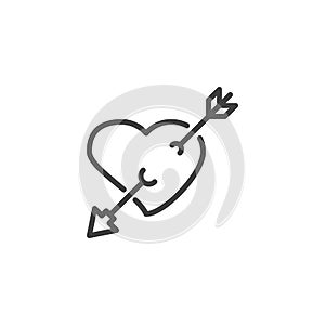 Heart pierced with arrow line icon