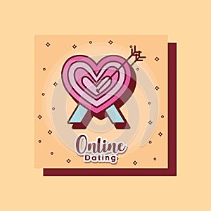 Heart pierced arrow online dating card cartoon