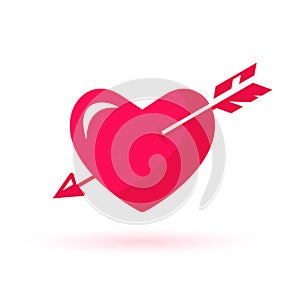 Heart pierced with arrow. Valentine\'s Day. Lovestruck, vector symbol