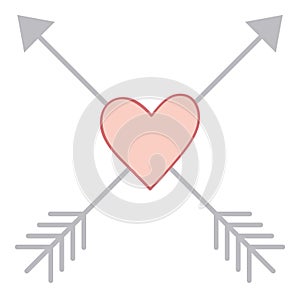 Heart Pierced By Arrows Crosswise. Vector Heart with Arrows photo