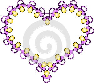 Heart of pink baby soothers