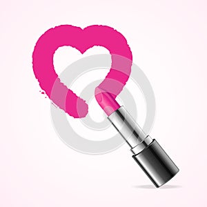 Heart with Pink Lipstick. Vector