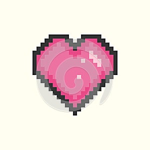 Heart pixel icon. Valentine day symbol in trendy retro 8 bit game style. Vector illustration