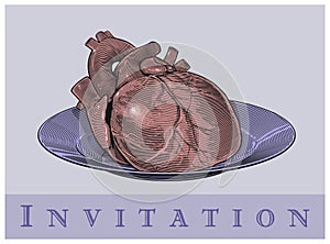 Heart on a plate (Invitation card)