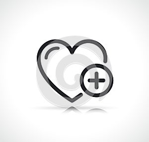 Heart with plus sign icon