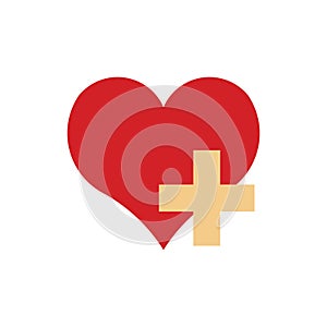 Heart and plus sign icon vector